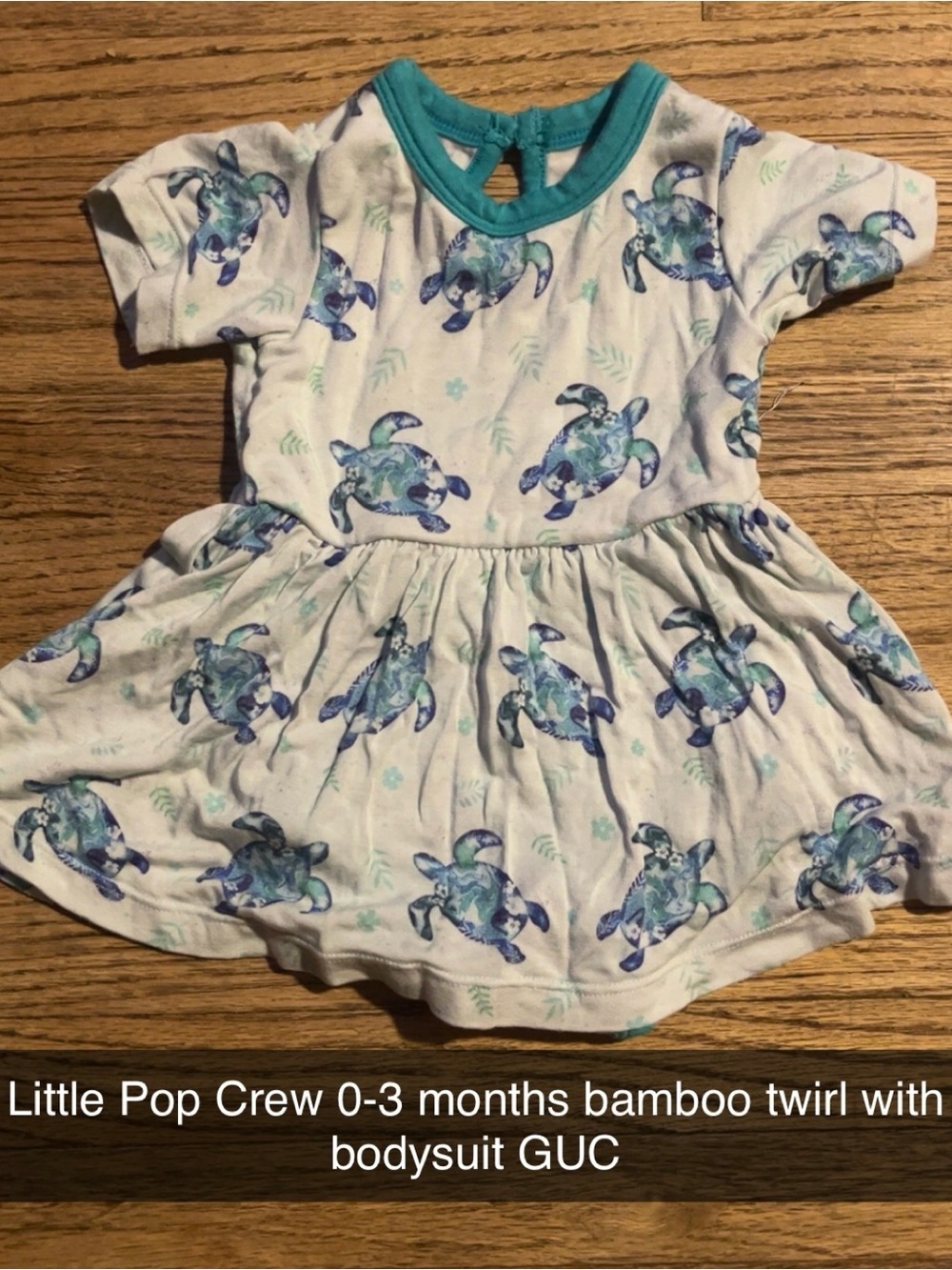 Baby/Toddler Sea Turtle Twirl Dress in Teal Accents